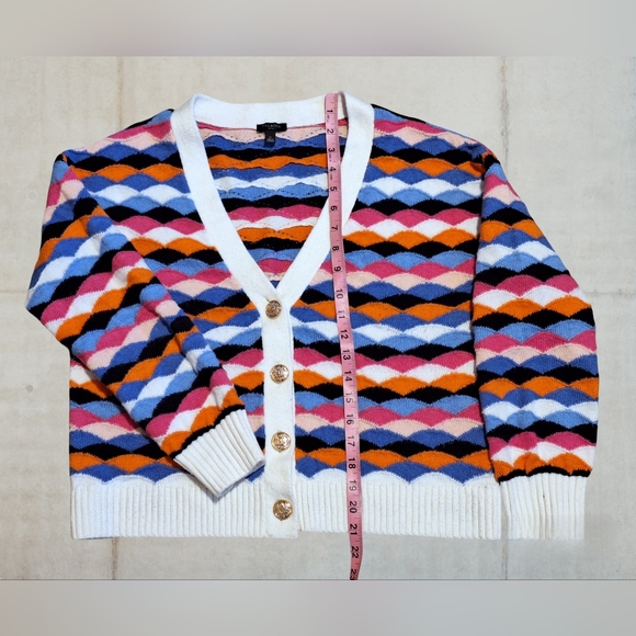 'Talbots' multi-colored wave pattern button-down cardigan sweater, PL - Picture 4 of 6